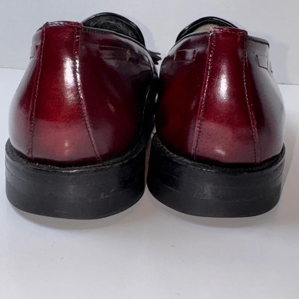 Florsheim Tassel Loafer Mens 8 D Burgundy Imperial Quality Vintage Leather 92170